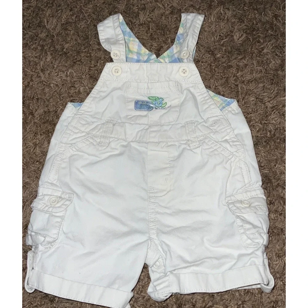 The Children's Place Baby Boy Skater Alligator Cargo Shortalls Off-White 3-6M